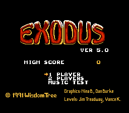 Exodus Journey to the Promised Land title screen for NES